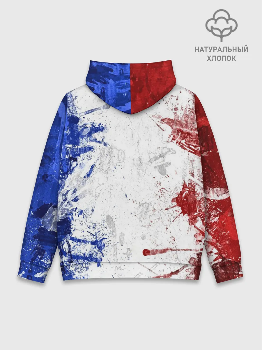 Худи мужской база хлопок / BLUE WHITE & RED