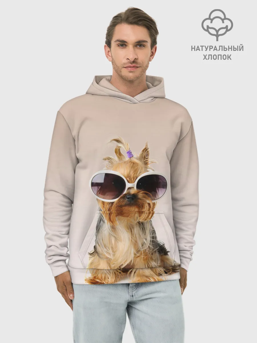 Худи мужской база хлопок / собака в очках