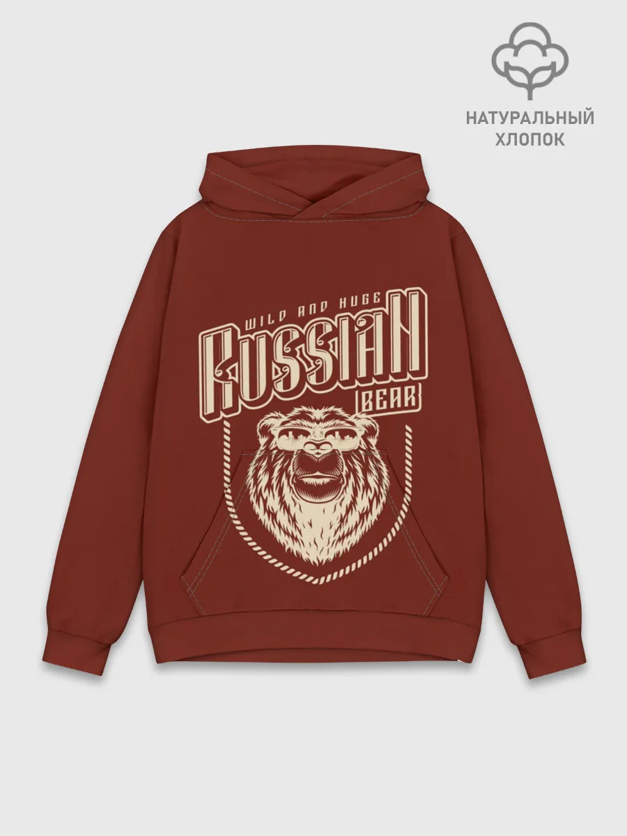 Худи мужской база хлопок / Русский медведь в очках