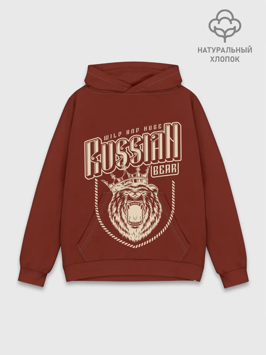 Худи мужской база хлопок / Русский медведь в короне