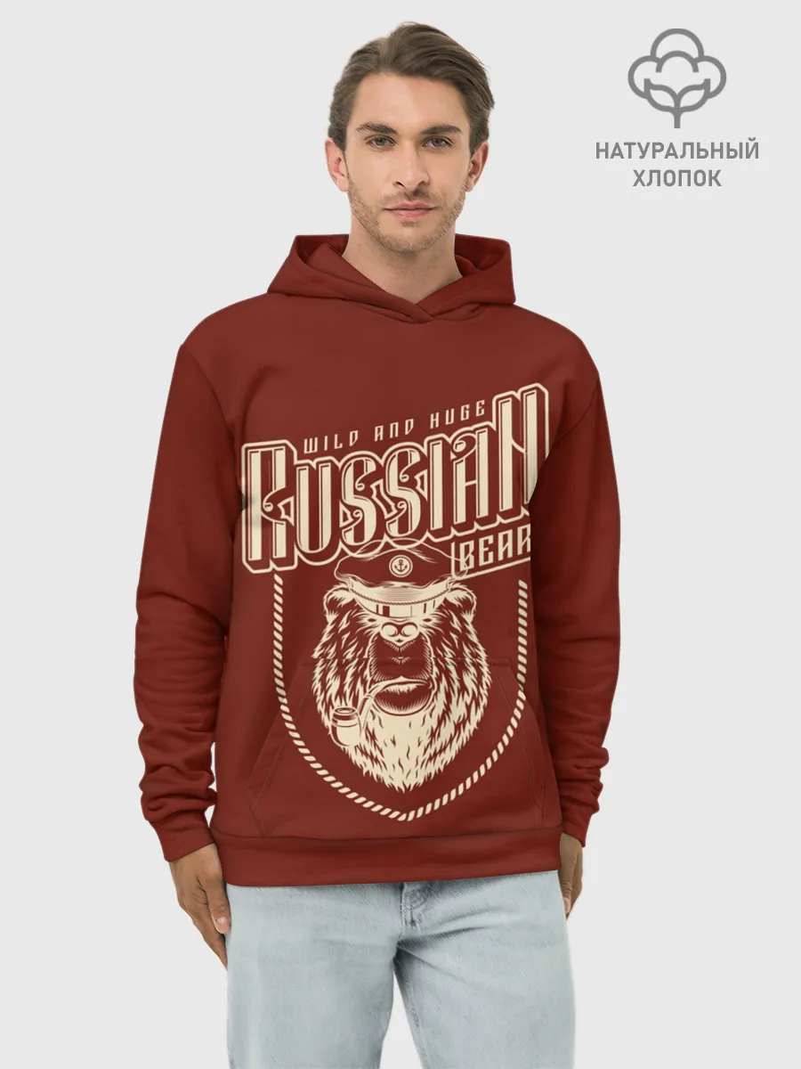 Худи мужской база хлопок / Русский медведь капитан