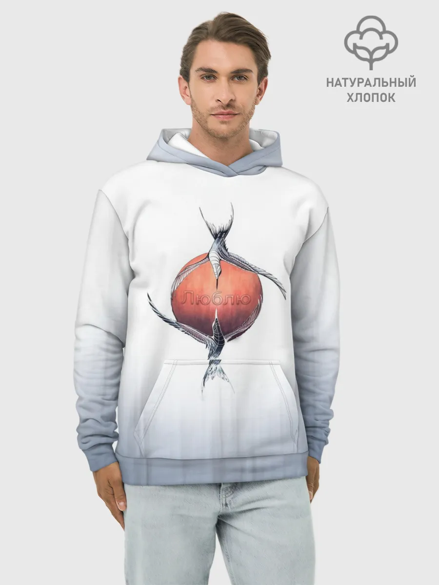 Худи мужской база хлопок / Птичья любовь