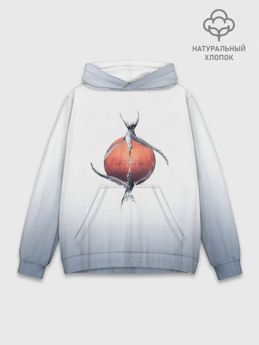 Худи мужской база хлопок / Птичья любовь