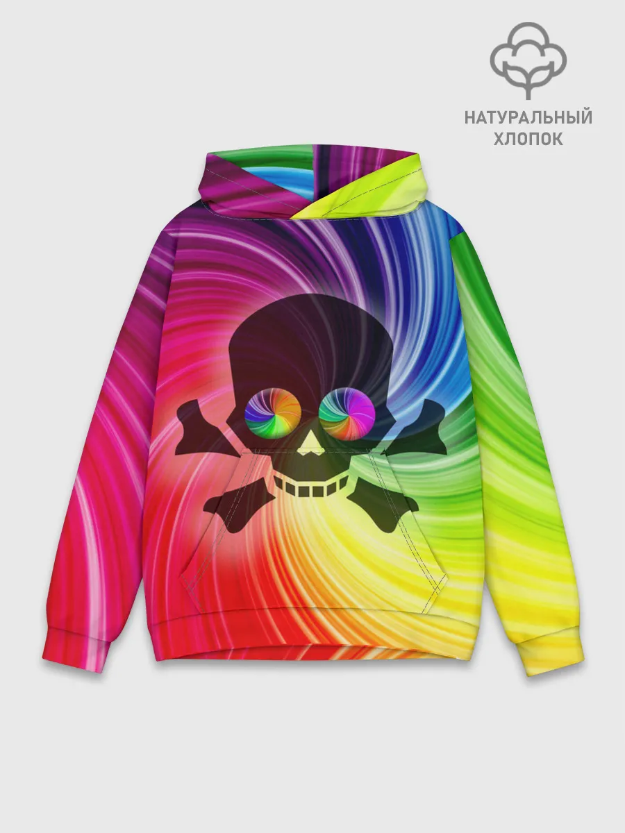 Худи мужской база хлопок / Радужный череп