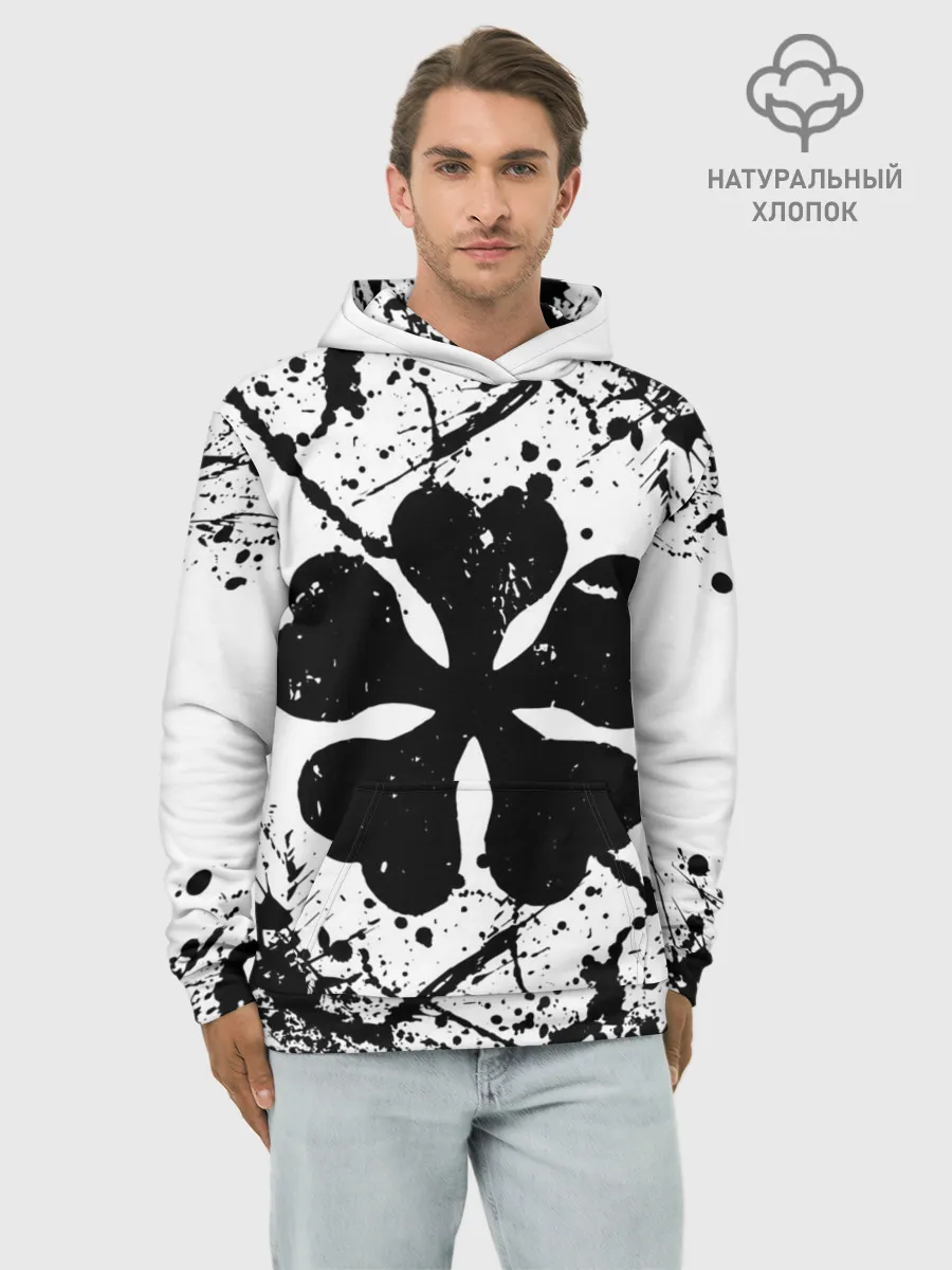 Худи мужской база хлопок / черный клевер,