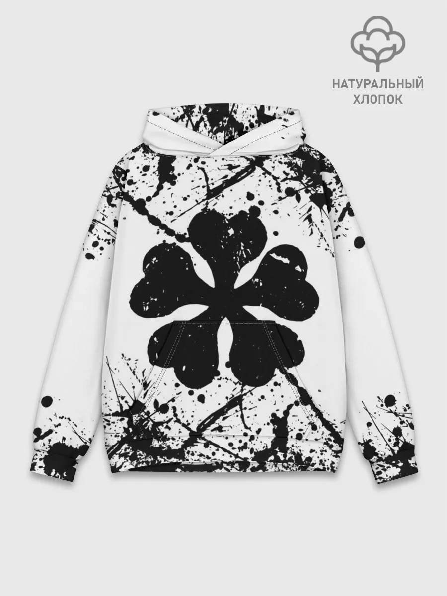 Худи мужской база хлопок / черный клевер,