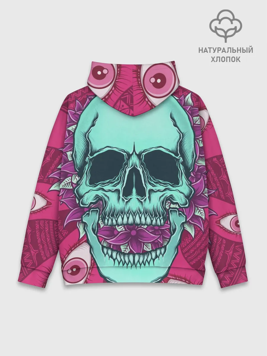 Худи мужской база хлопок / Череп в цветах