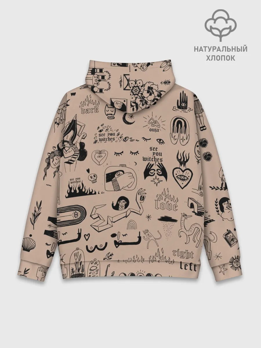 Худи мужской база хлопок / принт в стиле тату