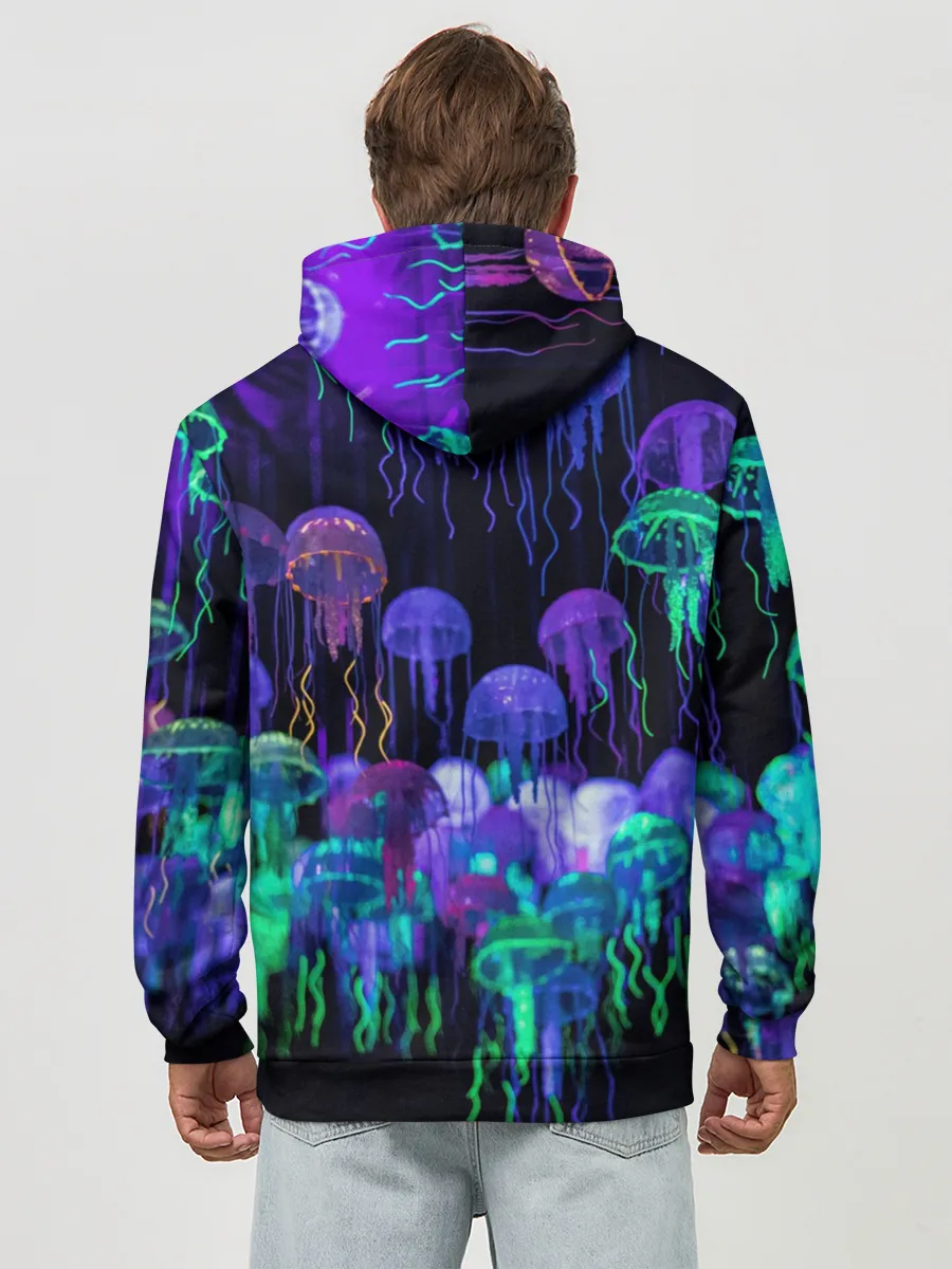 Худи мужской база хлопок / Неоновые медузы