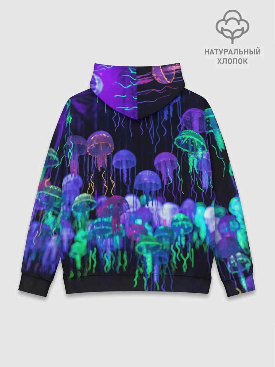 Худи мужской база хлопок / Неоновые медузы