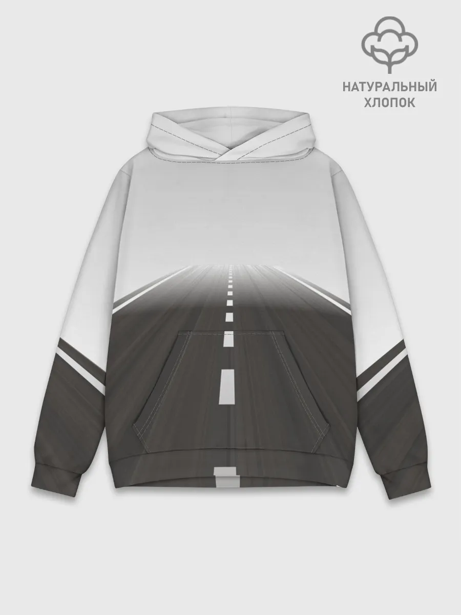 Худи мужской база хлопок / Дорога, уходящая в даль