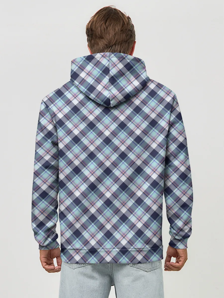 Худи мужской база хлопок / Текстура в клетку