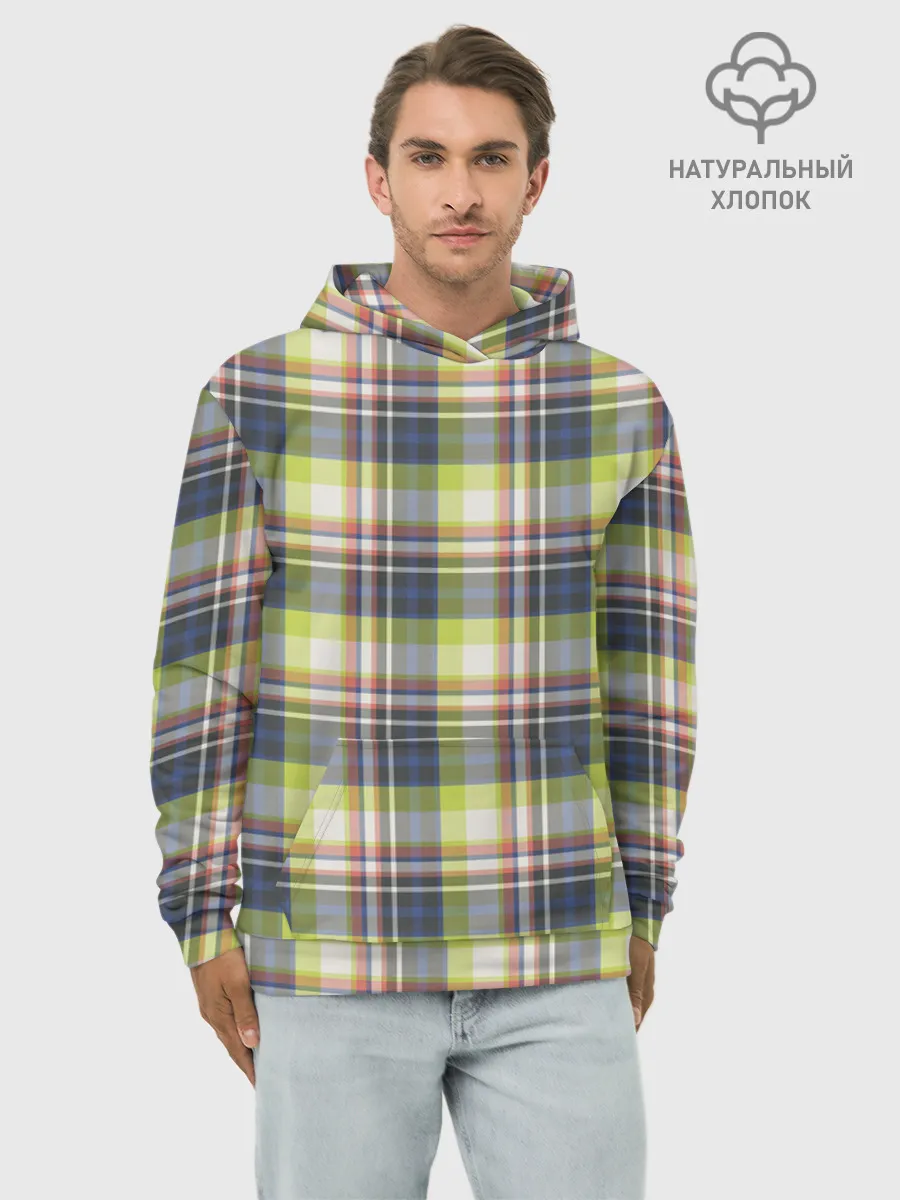 Худи мужской база хлопок / Текстура в клетку