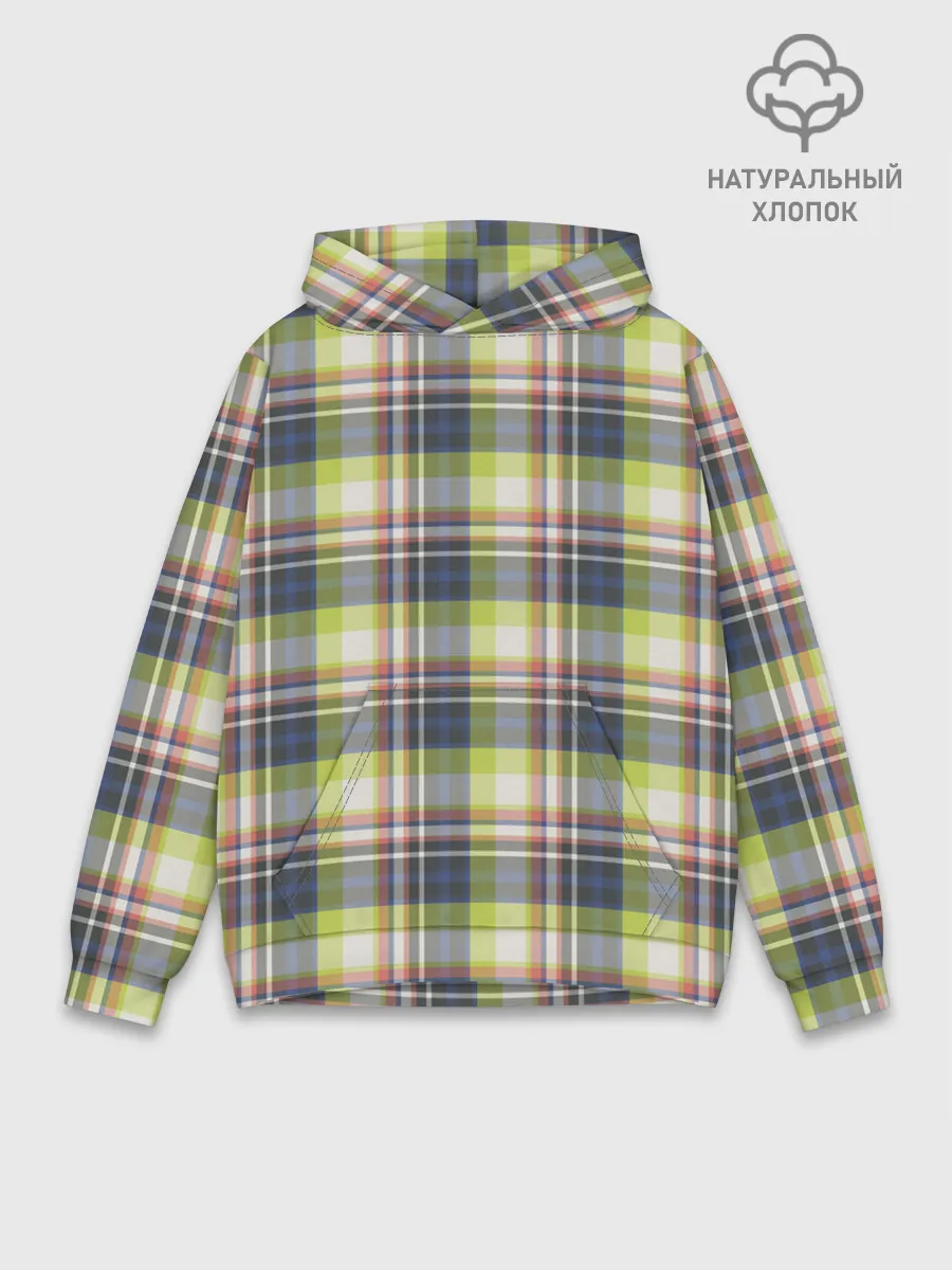 Худи мужской база хлопок / Текстура в клетку