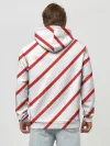 Худи мужской база хлопок / Полосы красные на белом