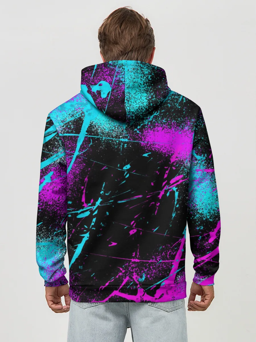 Худи мужской база хлопок / Неоновый череп