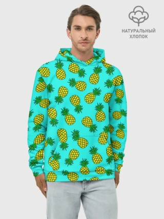 Худи мужской база хлопок / Ананасы аква