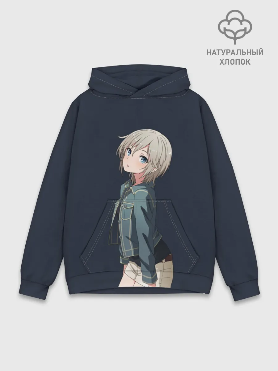 Худи мужской база хлопок / Аниме Тян в джинсовке