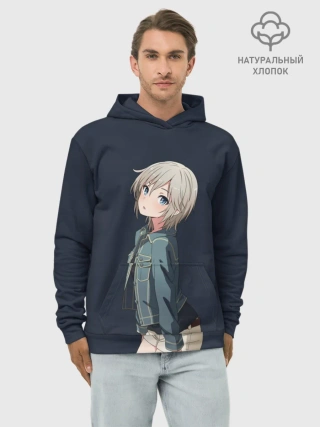 Худи мужской база хлопок / Аниме Тян в джинсовке