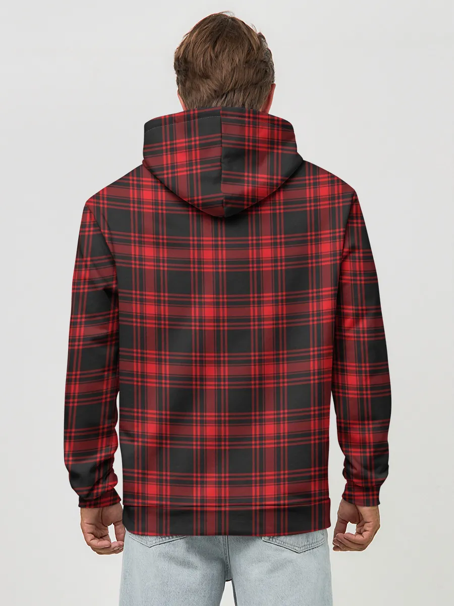 Худи мужской база хлопок / Красная клетка