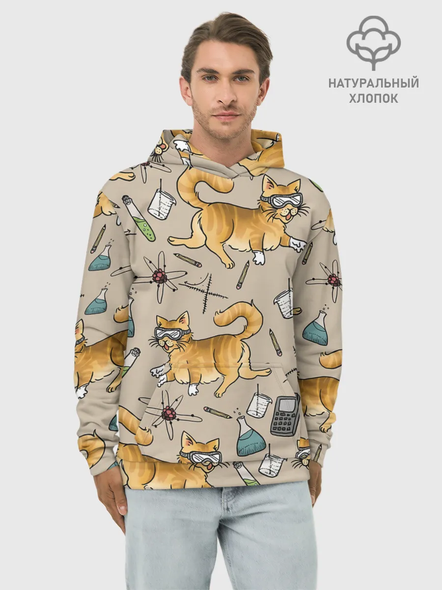 Худи мужской база хлопок / Котики и колбы