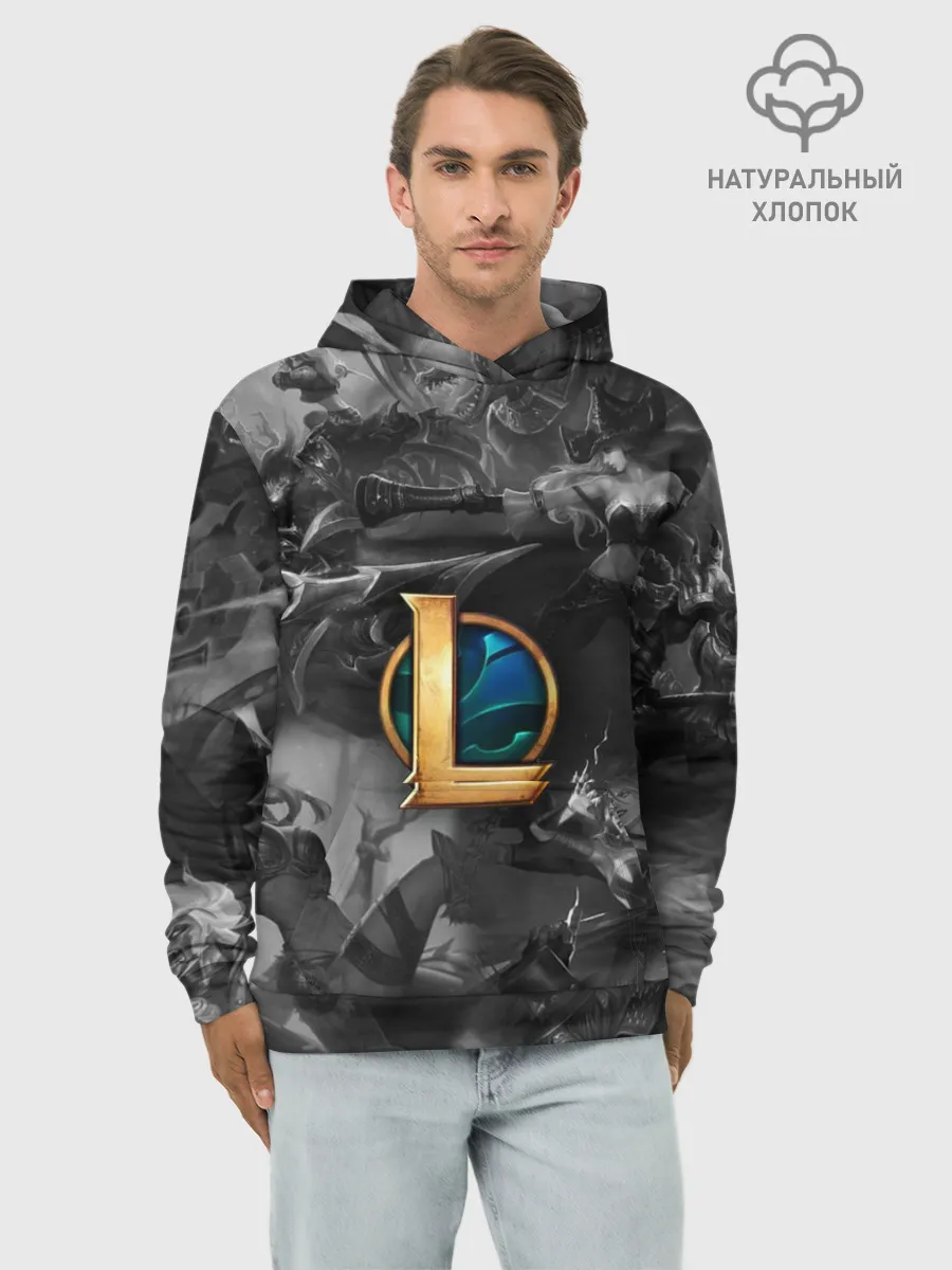 Худи мужской база хлопок / League of Legends Black&White