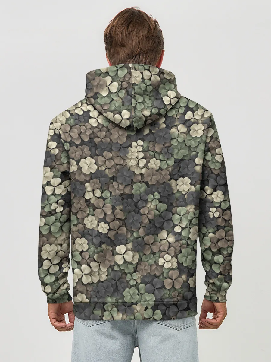 Худи мужской база хлопок / Камуфляж с клевером