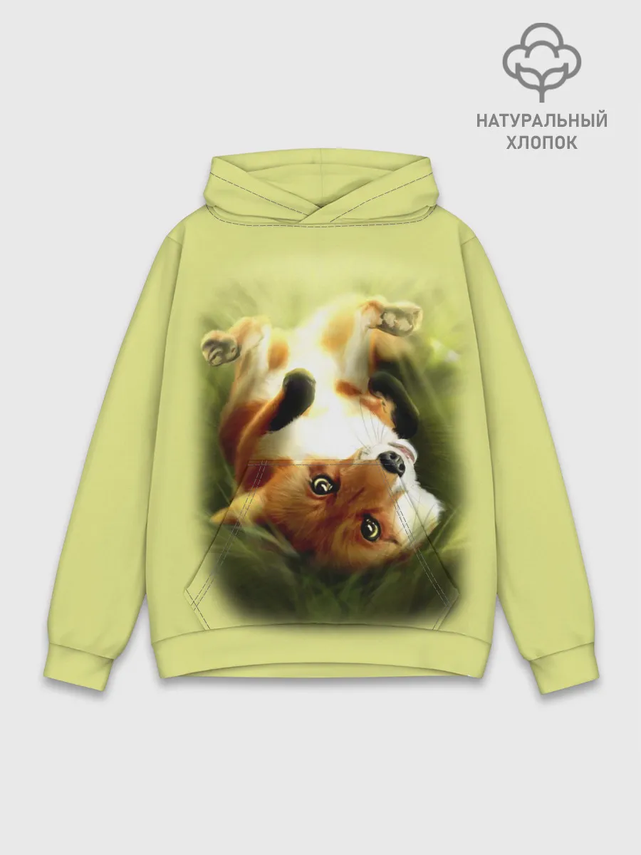 Худи мужской база хлопок / Лиса на траве