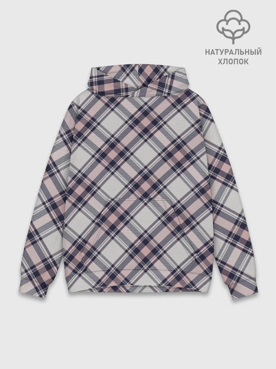 Худи мужской база хлопок / Текстура в клетку