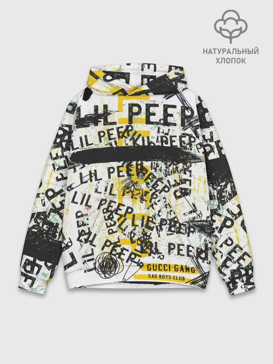 Худи мужской база хлопок / LIL PEEP Vintage Graffiti Wall