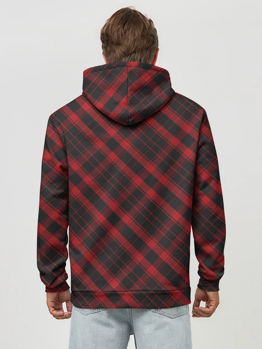 Худи мужской база хлопок / Узор в клеточку