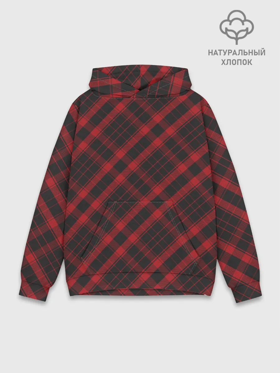 Худи мужской база хлопок / Узор в клеточку