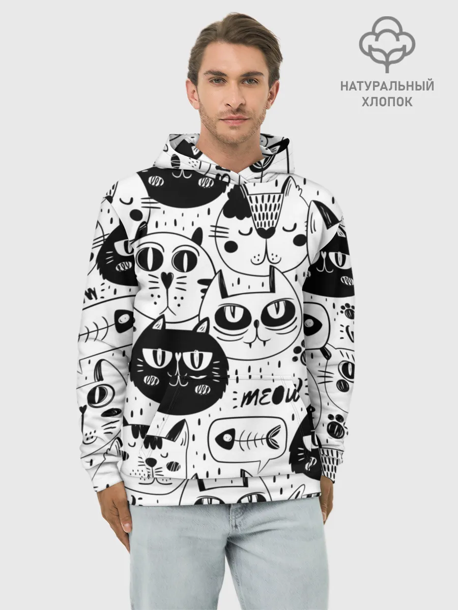 Худи мужской база хлопок / Кошки