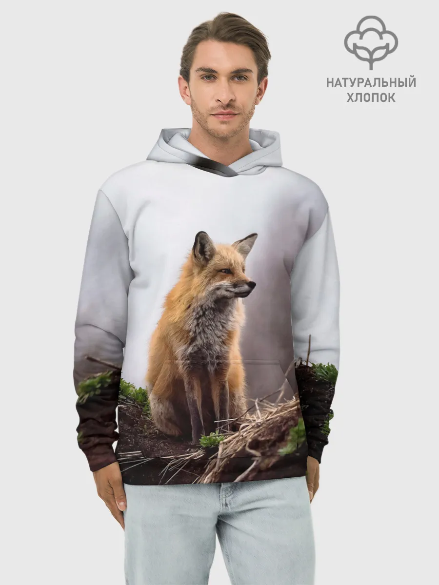 Худи мужской база хлопок / Лиса