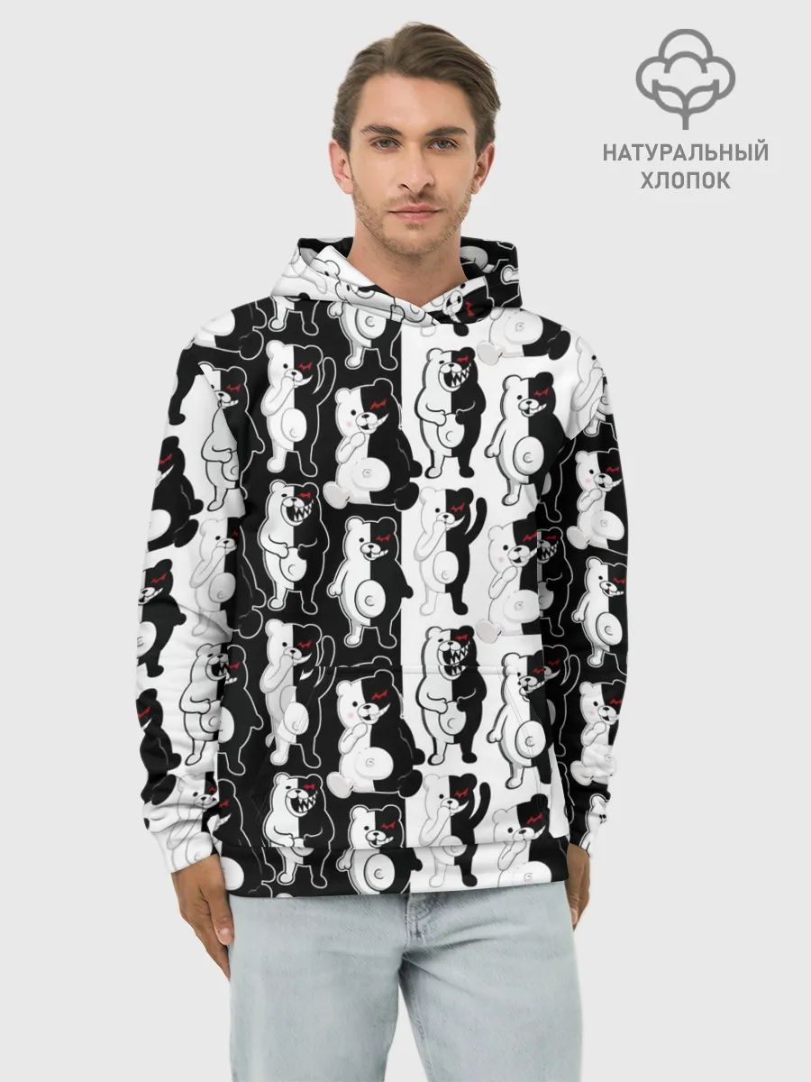 Худи мужской база хлопок / MONOKUMA / МОНОКУМА ПАТТЕРН