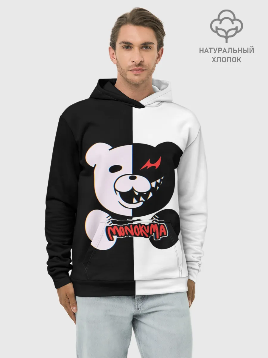 Худи мужской база хлопок / MONOKUMA / МОНОКУМА GLITCH