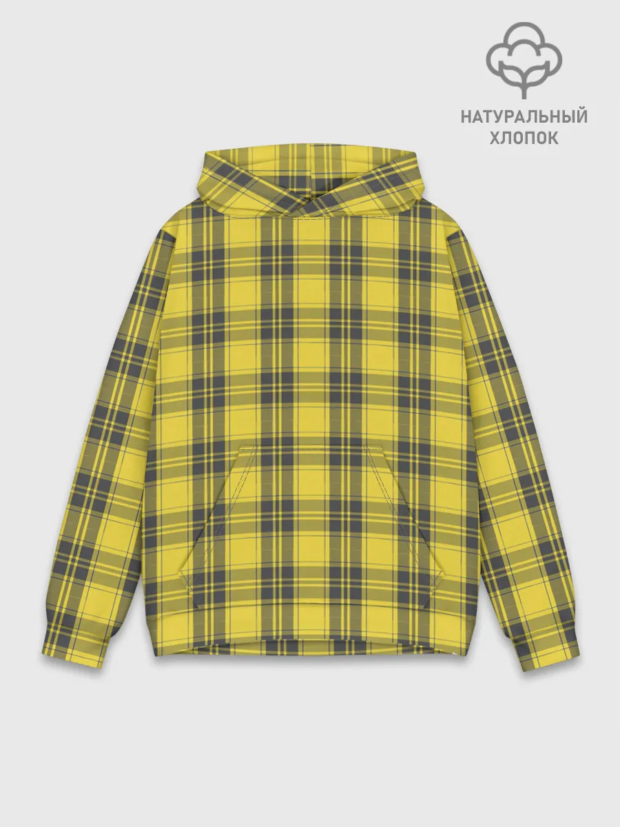 Худи мужской база хлопок / Клеточный узор