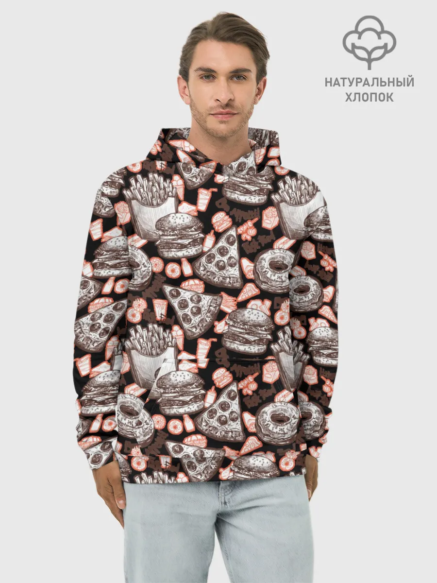 Худи мужской база хлопок / Фастфуд / Fast food