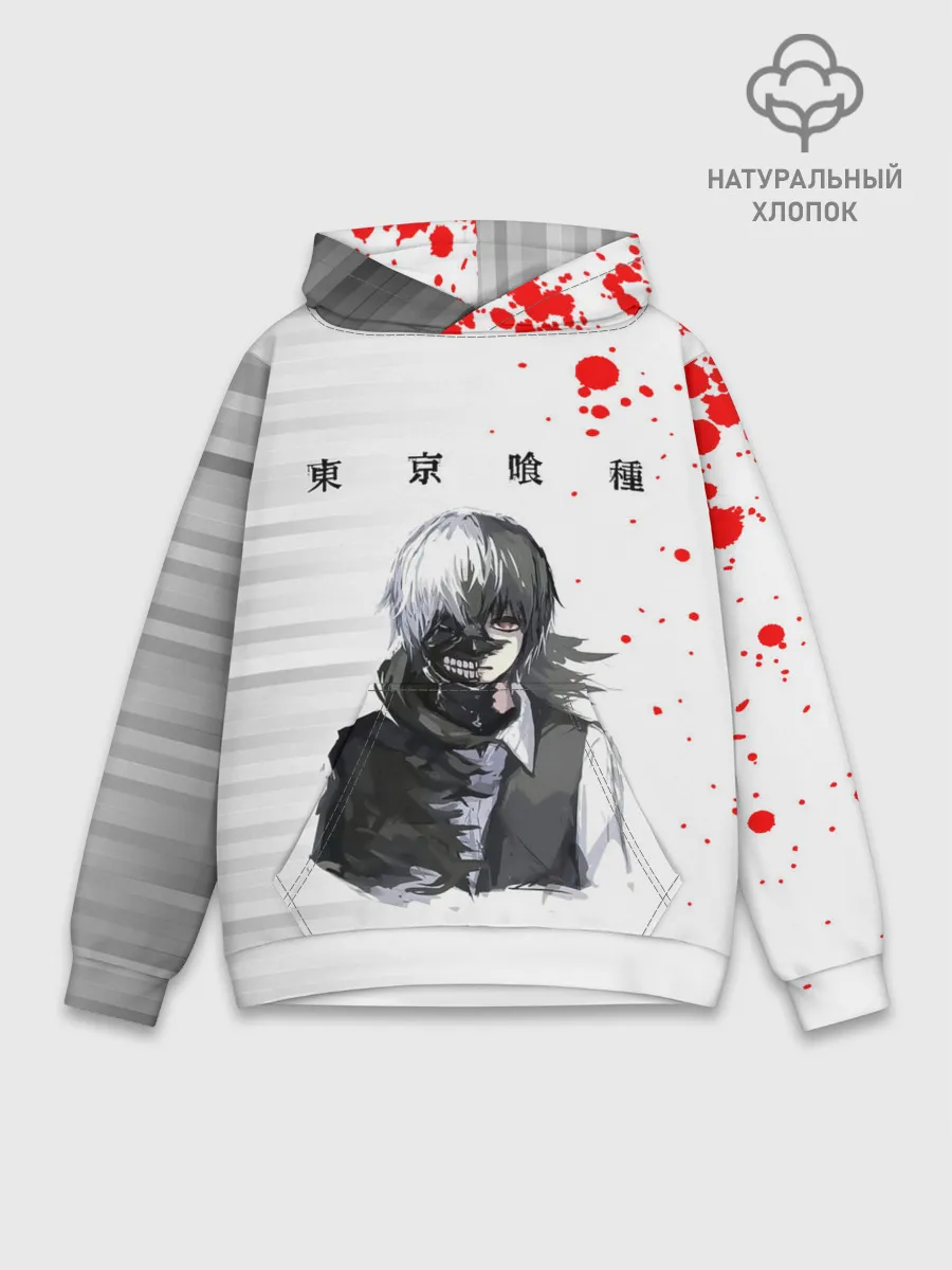 Худи мужской база хлопок / Kaneki Ken красные капли