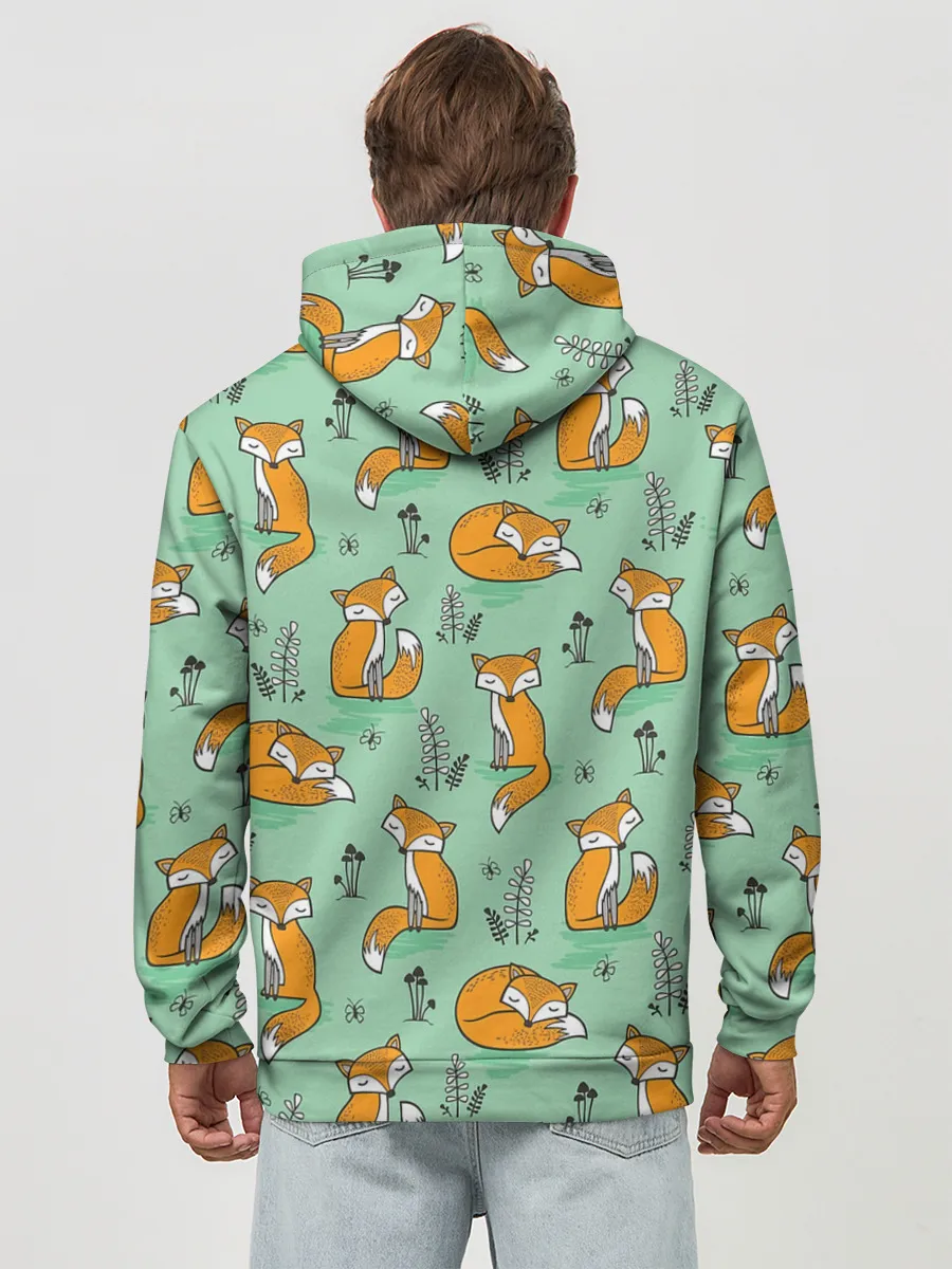 Худи мужской база хлопок / Лиса с Грибами