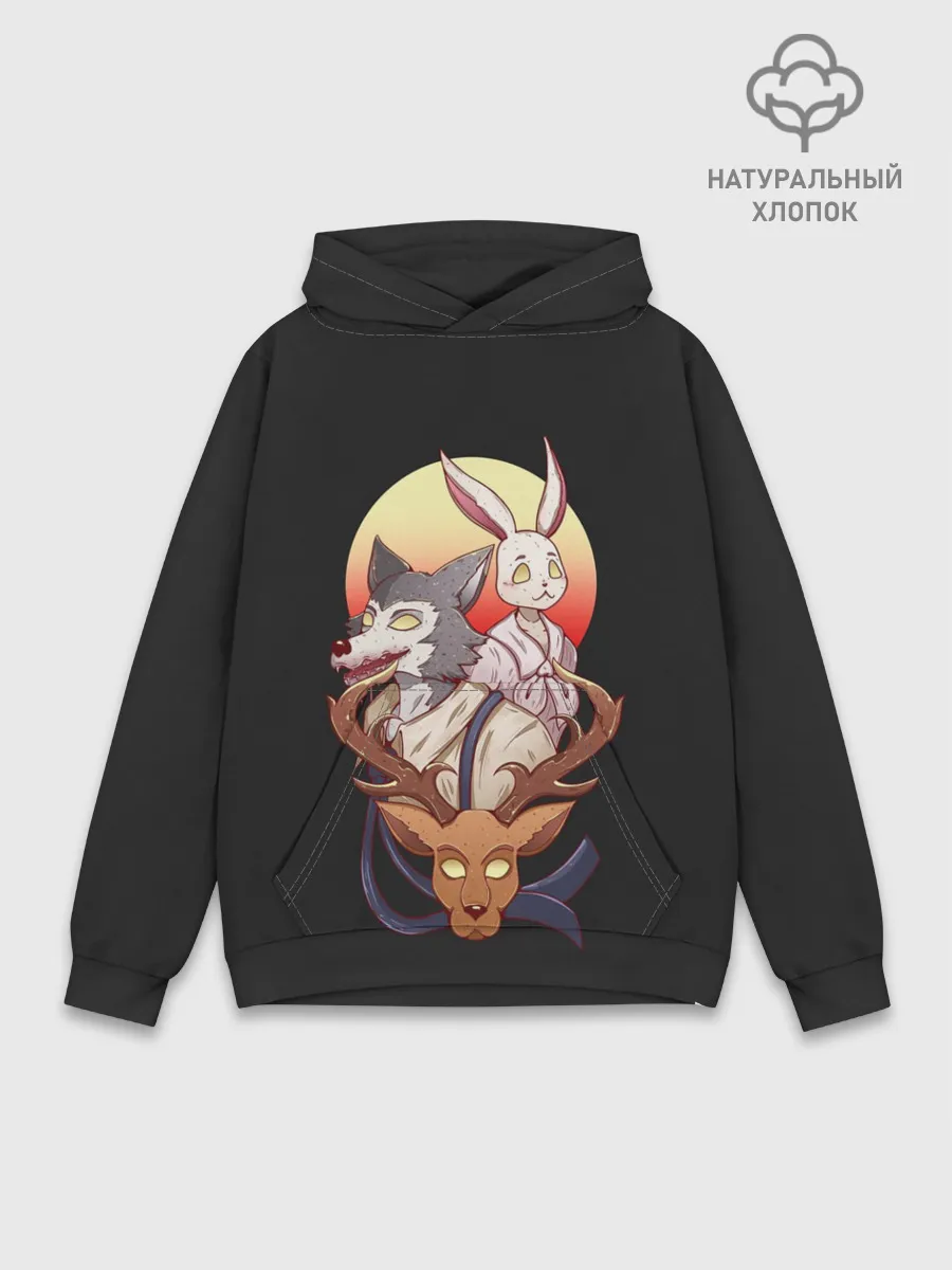 Худи мужской база хлопок / Олень, волк и заяц