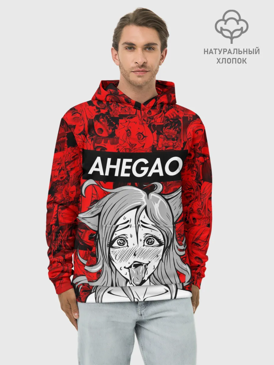 Худи мужской база хлопок / Ahegao red