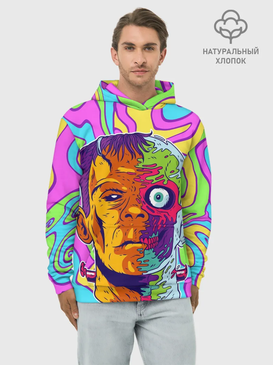 Худи мужской база хлопок / Психоделический Франкенштейн