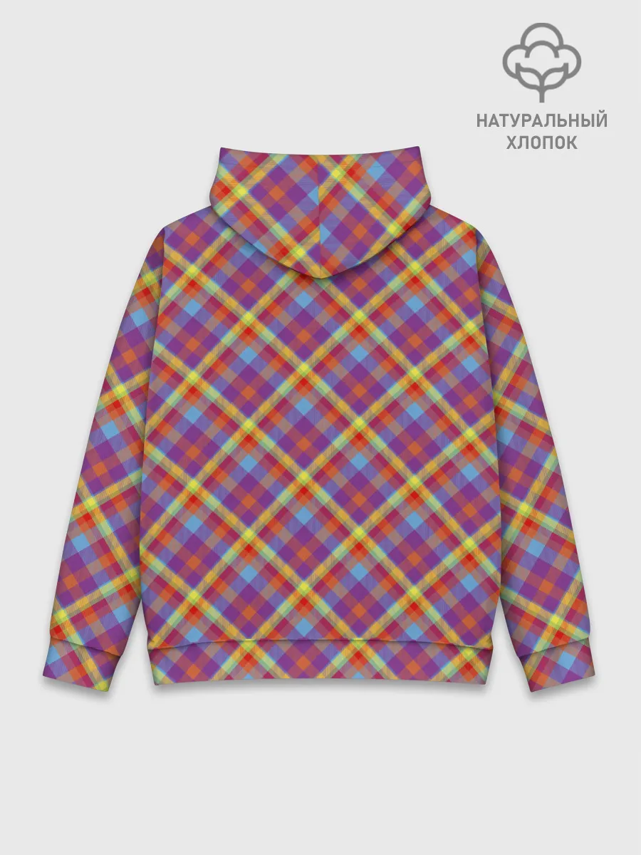 Худи мужской база хлопок / Клеточный узор