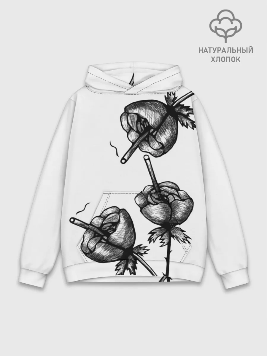 Худи мужской база хлопок / Дымящие розы