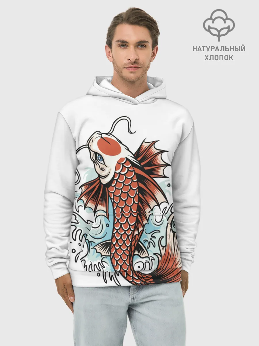 Худи мужской база хлопок / Карп Кои