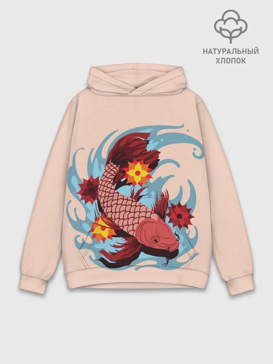 Худи мужской база хлопок / Японский Карп