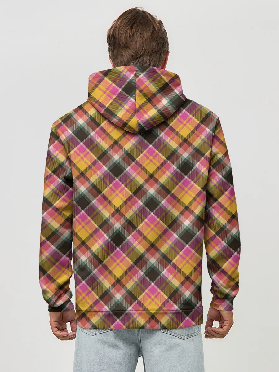 Худи мужской база хлопок / Клеточный узор