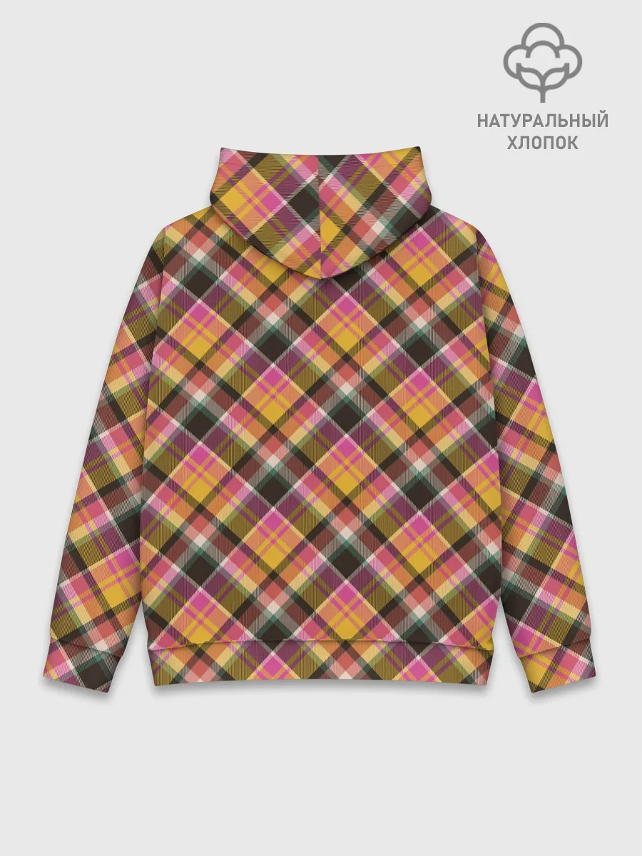 Худи мужской база хлопок / Клеточный узор
