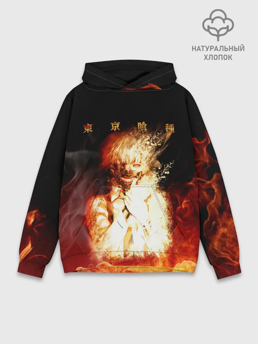 Худи мужской база хлопок / Огненый Канеки Кен